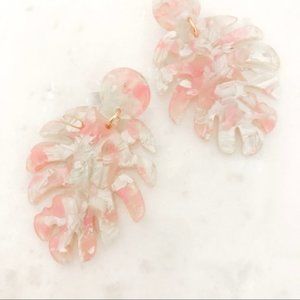 Monstera Leaf Earrings in Blush